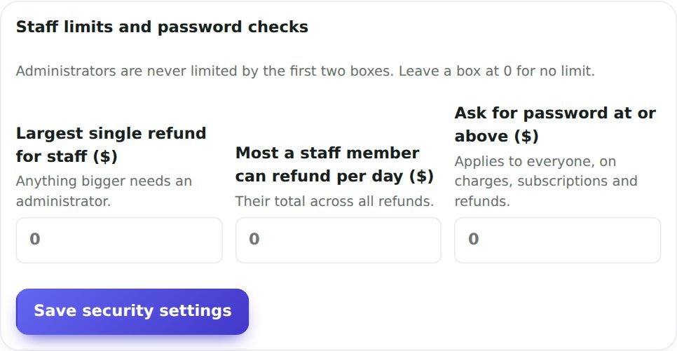 Limits and checks