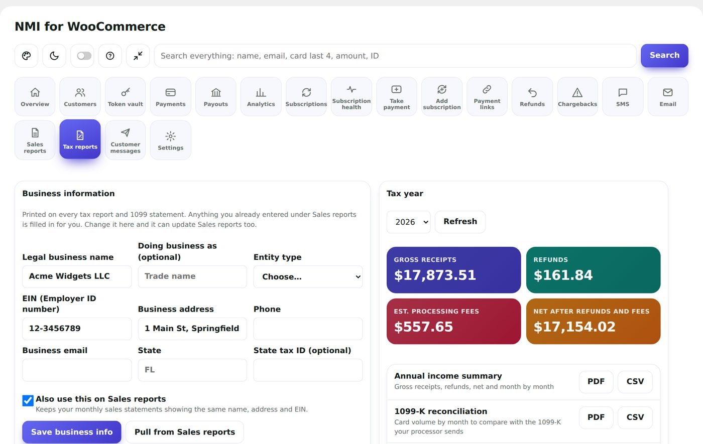 Tax reports